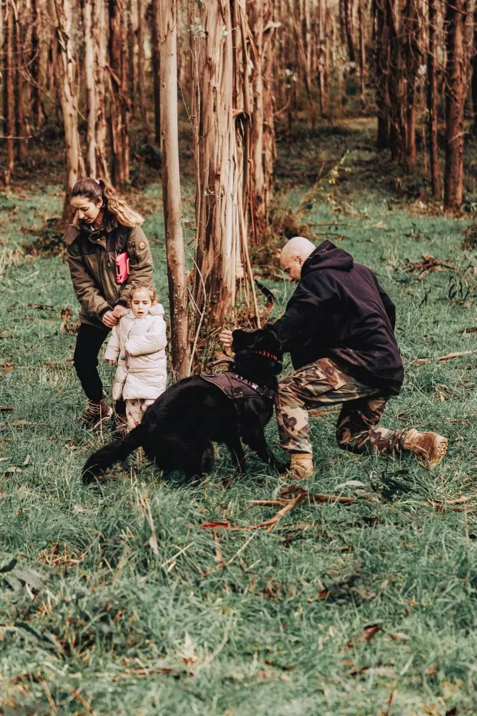 Atilla with Rui Navarro, Sandra Freitas and their daughter, a working line German Shepherd living with family